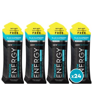 NewTrition Extra Strength Energy Shots 1.7 fl oz - 250mg Caffeine with Vitamin B & Amino Acids Sugar-Free Zero Calorie Vitamin Energy Drink for Focus & Endurance (Pack of 24 Blue Raspberry) Blue Raspberry 1.7 Fl Oz (Pa