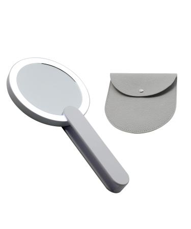 BLUSHLY Ultra-Bright Flip Out Halo Compact Mirror  Back to School Hand Mirror  Travel Mirror with Lights  Distortion-Free Mirror  18 Ultra-Bright LED Lights  4.25 x 0.75 Inches Grey