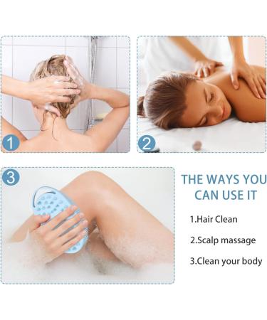 2 Pack Silicone Body Scrubber 2 in 1 Bath and Shampoo Brush - Gentle Exfoliating for Sensitive Skin - Double-Sided Brush for Men and Women - Lathers Well - Blue/Green - Buy Online on GoSupps.com