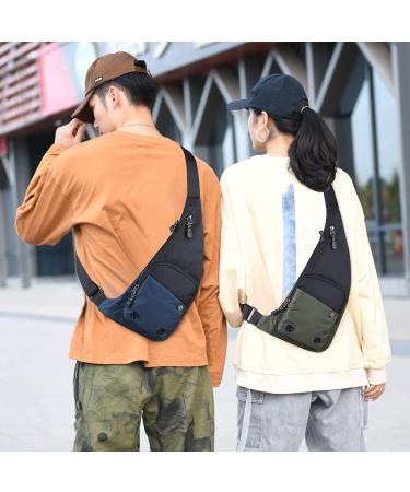 Men's Women's Nylon Multi-pockets Sling Chest Bag Backpack Hiking