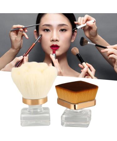 Makeup Foundation Brush Synthetic 2pcs Strong Grasping Power Transparent Base Loose Powder Foundation Brush for Home - Buy Online on GoSupps.com