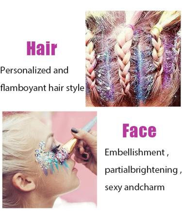 Fluorescent Glitter Set - 6 Iridescent Colors for Face Nails Hair & Body | Chunky Sequin Makeup Effects - Buy Online on GoSupps.com