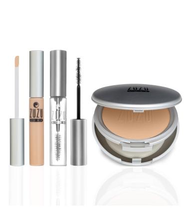 ZUZU LUXE Warrior Kit | Mineral Powder Foundation + Concealer + Luxe Mascara + Cosmetic Bag (D-24 Powder C-40 Concealer Clear Mascara) Warrior Kit D-24