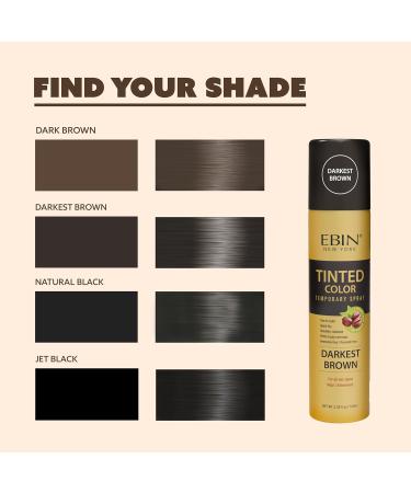 Tinted Color Temporary Hair Spray for Root Touch Up - 3.38oz Darkest Brown Covers Gray Hair True to Color Quick Dry Humidity-Resistant Infused with Jojoba Oil - Buy Online on GoSupps.com