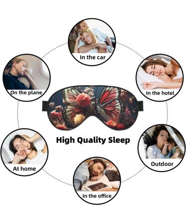 BREAUX Butterfly Kissing Flowers Print Double Sided Eye Mask | Blackout Sleep Mask for Women & Men | Comfortable All Night Rest - Buy Online on GoSupps.com