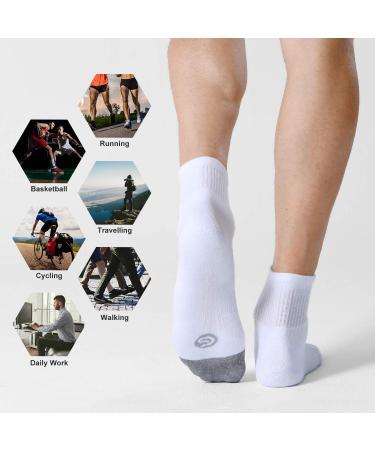 CS Celersport Men's Ankle Socks 6 Pack - White, Size 9-12 | Cushioned Athletic Running Socks - Buy Online on GoSupps.com