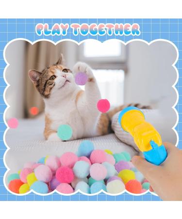 WACURRENTHYD Interactive Cat Toy Launcher with 100 Pom-Poms & 2 Cat Ball Guns - Indoor Cat Toys for Training and Play - Includes 3 Bouncy Balls - Buy Online on GoSupps.com