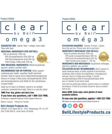 clear by Bell Omega 3 - Pure Premium Fish Oil for Men and Women - Cholesterol Free - Low Repeat and Smell - 120 Softgels 120 count (Pack of 1) - Buy Online on GoSupps.com