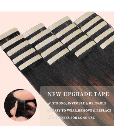YDDM Tape In Extensions - 20pcs Real Hair 60cm 50g Natural Black & Chestnut Brown Invisible Tape Hair Extensions | 24inch Ultimate Volume - Buy Online on GoSupps.com