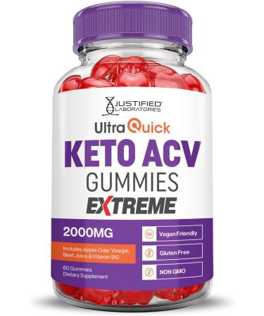 Justified Laboratories (2 Pack Ultra Quick Keto ACV Gummies Extreme 2000MG Ultraquick Keto Gummies Apple Cider Vinegar Formulated with Pomegranate Beet Juice Powder B12 Vegan Non GMO 120 Gummys 60 Count (Pack of 2) - Buy Online on GoSupps.com