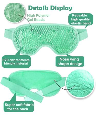 Cooling Eye Mask Hot Cold Eye Mask with Gel Bead Reusable Gel Eye Mask for Puffy Eyes Dark Circles Bags Dry Eyes Migraine Relief Headache Stress Relief Insomnia Sinus Pain (Green) - Buy Online on GoSupps.com
