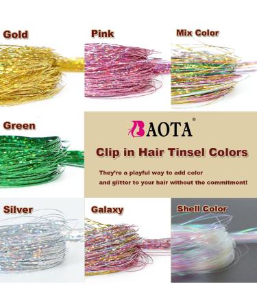 6Pcs Mix Color Hair Tinsel Clip in Kit - Sparkle Glitter Extensions for Women, Girls, Kids - Festival Party Dazzle Accessories - Buy Online on GoSupps.com