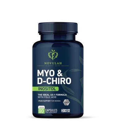 Premium Myo-Inositol & D-Chiro Inositol Capsules with Folic Acid for PCOS | Novulah | Ideal 40:1 Ratio | Aids in Menstrual Cycle Regulation & Boosts The Chances of Conception | 90 Capsules