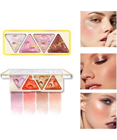 4 color baked blush palette cheek makeup shimmer facial blush natural glow lasting lightweight high light blush (03) - Buy Online on GoSupps.com