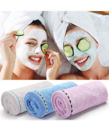 Microfiber Hair Towel Wrap Turban | Quick Dry Bath Shower Towel with Buttons - White Blue Pink - Buy Online on GoSupps.com