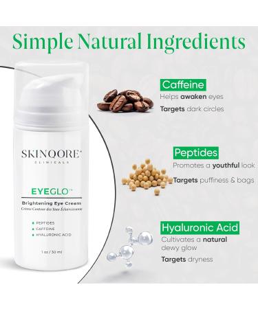 EyeGLO Caffeine Eye Cream | Dark Circles & Puffiness Treatment | Peptides Antioxidants & Hyaluronic Acid - 1 Oz - Buy Online on GoSupps.com