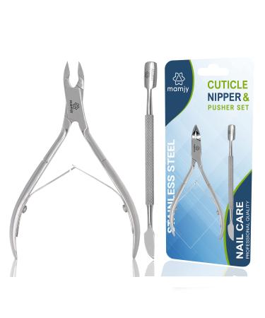 Mamjy Cuticle Cutter with Cuticle Pusher Professional Cuticle Remover Tool Kit Cuticle Nipper Pedicure Manicure Tools for Fingernails and Toenails Cuticle Clippers & Cuticle Pusher Tool