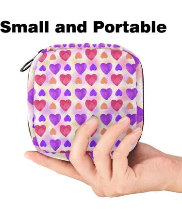Women's Watercolor Purple Pink Love Hearts Menstrual Storage Bags - Stylish Zip Pocket Tampon Tied Bags - Buy Online on GoSupps.com