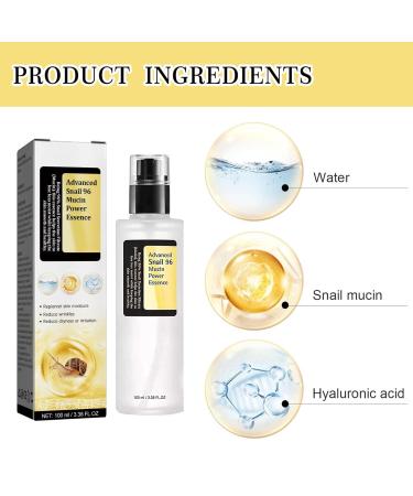 Snail Mucin 96% Power Repairing Essence 3.38 fl.oz - Hydrating Serum with Snail Secretion Filtrate for Dark Spots and Fine Lines - 100ml Face Moisturizer Set - Buy Online on GoSupps.com