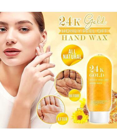 24K Gold Honey Peel Off Hand Wax - Moisturizing & Whitening Paraffin Hand Mask (2PCs) | Remove Dead Skin & Care for Hands - 220ml - Buy Online on GoSupps.com