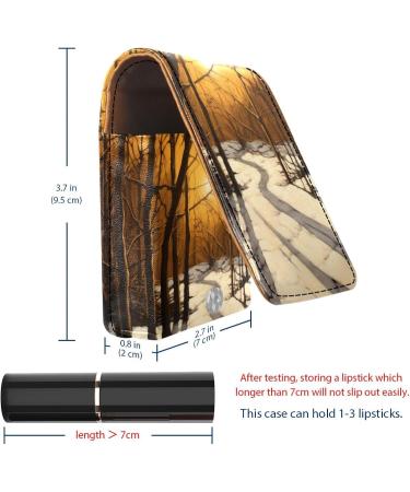 Leather Lipstick Case with Mirror | Mini Lip Gloss Organizer | Winter Forest Tree Design - D381a5dnrl - Buy Online on GoSupps.com