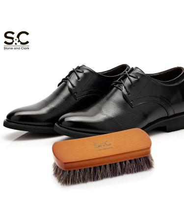 Stone and Clark Premium Horsehair Shoe Brush - 100% Horse Hair Bristles - Beech Wood Handle - Perfect for Leather Polish - Buy Online on GoSupps.com
