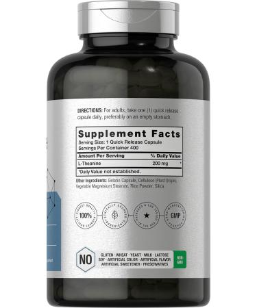 Horb ach L Theanine | 200mg | 400 Capsules | Value Size | Non-GMO Gluten Free Supplement - Buy Online on GoSupps.com