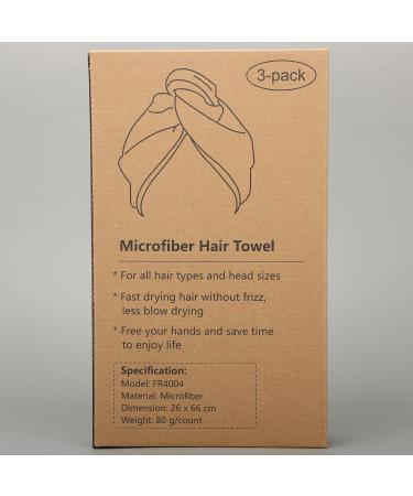 FREATECH Microfiber Hair Turban - Quick-Drying Towel for Women & Kids | Soft Absorbent Frizz-Free Hair Towel - 3 Colors: Pink Light Blue Gray - Buy Online on GoSupps.com