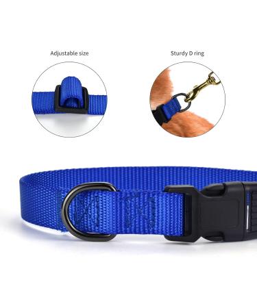 Audwud Thick Nylon Adjustable Dog Collar - Classic Design for Small Medium & Large Dogs - Deep Sea Blue (M: 37-54 cm) - Buy Online on GoSupps.com