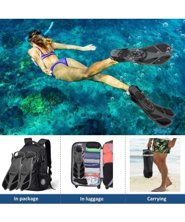 Happyouth Swim Fins - Snorkel Fins for Swimming and Diving - Adjustable Black L/XL (Adult US Size 9-13) - Buy Online on GoSupps.com