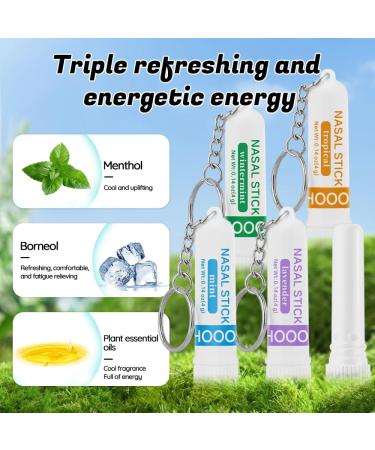 Nasal Inhaler & Nasal Clip Set - Triple Refreshing Menthol/Borneol Plant Essential Oil Energy Sticks for Fatigue Relief Stay Awake During Class/Work/Driving (4 Scent Options) - Buy Online on GoSupps.com