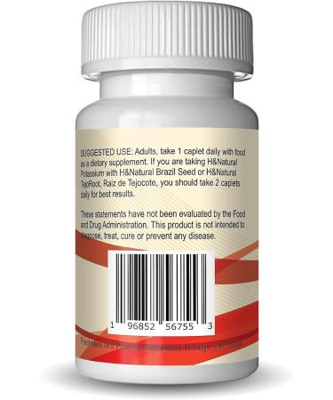 H&Natural Potassium Gluconate 99mg Supplement - 60 Caplets for Fluid Balance, Energy, and Muscles - Gluten-Free - Buy Online on GoSupps.com