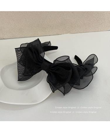 Lolita Black Hoop Bows Headband - French Style Vintage Hair Accessory for Women & Girls - Buy Online on GoSupps.com