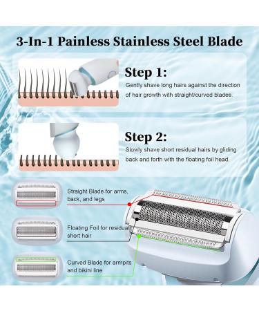 Buy 2-IN-1 Electric Shaver Razors for Women - Rechargeable Wet/Dry Bikini Trimmer | Painless Hair Removal for Legs Underarms Face | IPX7 Waterproof - Buy Online on GoSupps.com