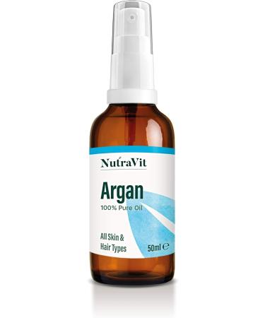 NutraVit - Moroccan Argan Oil | 100% Pure Argan Oil (Argania spinosa) - 50ml - Argan Oil for Hair Skin Face & Nails - from Morocco - Virgin Cold Pressed Deodorised Hexane-Free & Vegan Morrocan Argan - Buy Online on GoSupps.com