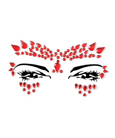 Red Face Gems Glitter Jewel Tattoo Sticker for Festival Rave Party - 36 Pack - Buy Online on GoSupps.com