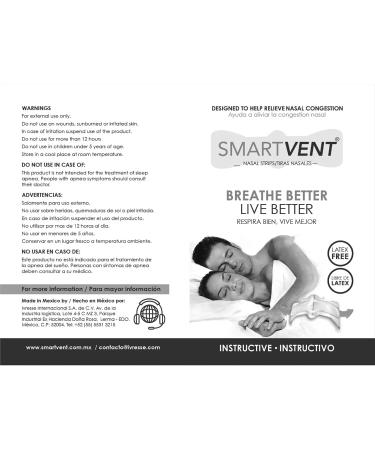 SMART VENT 40 Drug and Latex Free Nasal Strips - Instant Nasal Congestion Relief, 2 Cases Included - Buy Online on GoSupps.com
