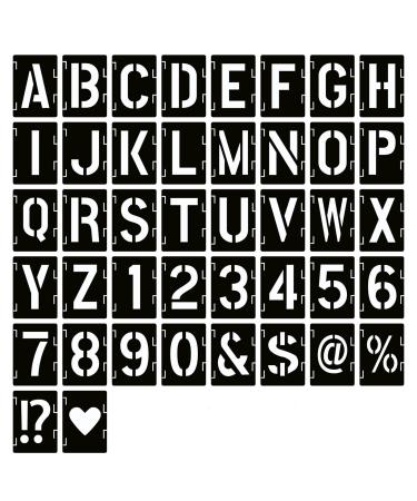 YEAJON 3 inch Letter Stencils Symbol Numbers Craft Stencils, 42 Pcs Reusable Alphabet Templates Interlocking Stencil Kit for Paintin