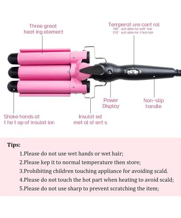 3 Barrel Curling Iron Wand 25mm - Dual Voltage, Temperature Adjustable Ceramic Hair Crimper - Buy Online on GoSupps.com