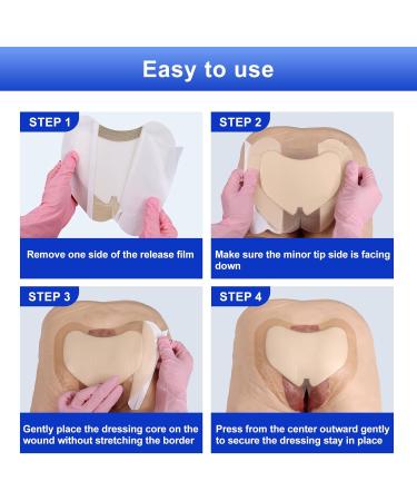 Sacral Foam Dressing 7.1" x 8" | Silicone Foam Dressings for Wound Care | Bed Sore Bandages | HSA/FSA Eligible | Pack of 5 - Buy Online on GoSupps.com