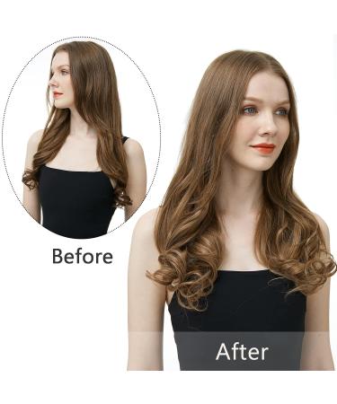 Feshfen Clip In Hair Extensions Set - 16 Clips Wavy Synthetic Hair - Dark Brown 50cm - Easy-to-Use Hair Part Extensions for Women - Buy Online on GoSupps.com