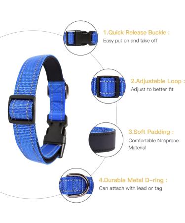 Heele Reflective Dog Collar for Small Dogs - Soft Neoprene Padded Nylon XS 20-30cm Royal Blue - Perfect for Puppies - 1-Pack - Buy Online on GoSupps.com
