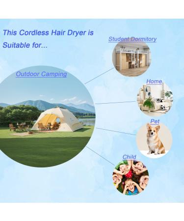 N/A USB Cordless Hair Dryer Portable Rechargeable Hair Dryer with Digital Screen 3 Speed Adjustable Temperature and Wind Speed for Children Student Dormitories Pets and Camping - Buy Online on GoSupps.com