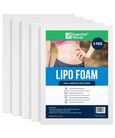 Lipo Foam Pads 5 Pack - Foam Boards for Lipo Recovery - Lipo Wraps for Stomach by Essential Values