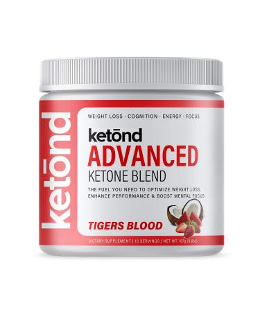 Ketond Exogenous Ketones Advanced Blend Drink Ketones for Rapid Weight Loss - Best Fuel for Energy  Mental Performance and Weight Loss - Tigers Blood (15 Servings)