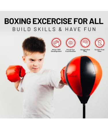 SALLJOGO Free Standing Punching Bag for Kids 3yo & Up - Adjustable & Portable Heavy Duty Boxing Bag with Stand & Gloves for Home Exercise & Self Defense Training - Buy Online on GoSupps.com