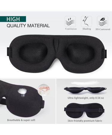 3D Night Sleep Mask for Back and Side Sleeper | 100% Light Block Out | Ultra Light Travel Eye Cover in Black - Buy Online on GoSupps.com