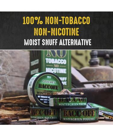 BaccOff Classic Wintergreen Pouches - Tobacco & Nicotine Free Snuff Alternative (5 Cans) - Buy Online on GoSupps.com