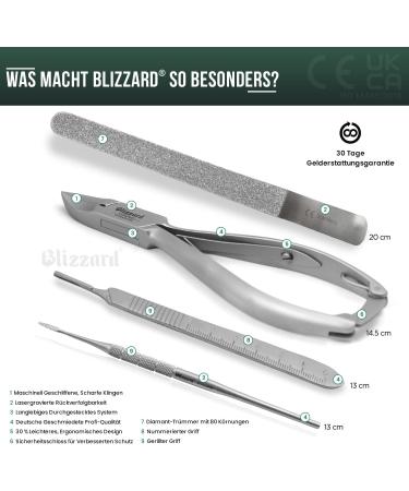 Blizzard Podology Instruments Set - 4 pcs Nail Tongs Corner Files Sapphire Nail File & Scalpel Holder | German Medical Quality for Hard & Ingrown Nails | Foot Care Tools - Buy Online on GoSupps.com