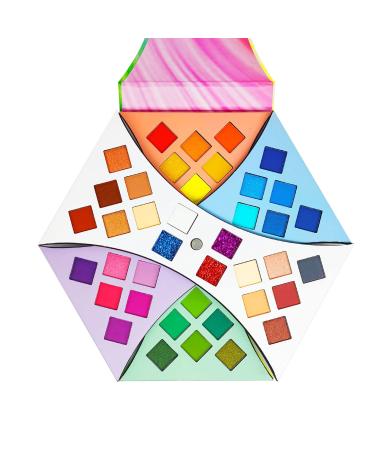 40 Colors Rotate Eyeshadow Palette ColoUndur Neon Eyeshadow Rainbow Color Board Matte Glitter Shimmer Professional Eyeshadow Palette Cosmetics (Color B)